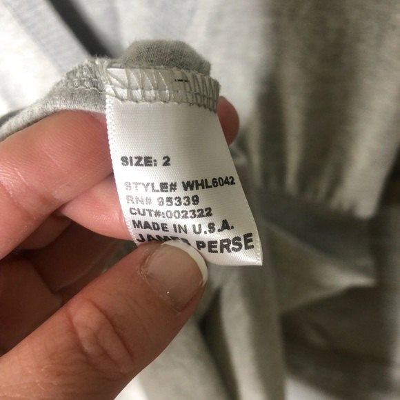 James Perse size 2 medium grey cotton lycra lightweight v neck summer midi dress - Picture 4 of 6